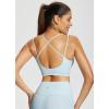 imagebaleaf Freeleaf Womens Sports Bra Longline Molded Cup Yoga Bra Thin Strap Low Impact Workout Crop Tank TopsPastel Blue