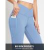 imagebaleaf Womens Fleece Lined Pants Winter Thermal Warm Flare Leggings Crossover Yoga Pants Bell Bottom with Pockets32steam Blue