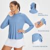 imagebaleaf Womens UPF 50 Sun Shirt with Hoodie SPF Long Sleeve UV Protection Clothing Hiking Fishing Outdoor LightweightHeather Blue