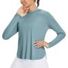 imagebaleaf Womens UPF 50 Sun Shirt with Hoodie SPF Long Sleeve UV Protection Clothing Hiking Fishing Outdoor LightweightHeather Light Blue
