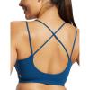 imagebaleaf Freeleaf Womens Sports Bra Longline Molded Cup Yoga Bra Thin Strap Low Impact Workout Crop Tank TopsGibraltar Sea