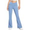 imagebaleaf Womens Fleece Lined Pants Winter Thermal Warm Flare Leggings Crossover Yoga Pants Bell Bottom with PocketsBlue