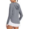 imagebaleaf Womens UPF 50 Sun Shirt with Hoodie SPF Long Sleeve UV Protection Clothing Hiking Fishing Outdoor LightweightHeather Light Gray