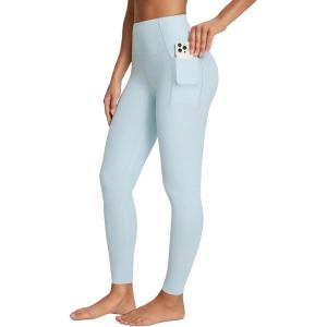 imageBALEAF Freeleaf Womens 78 Yoga Leggings with Pockets High Waisted 27quot Workout Lounge Leggings Cozy Soft Athletic PantsPastel Blue