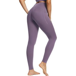 imageBALEAF Freeleaf Womens 78 Yoga Leggings with Pockets High Waisted 27quot Workout Lounge Leggings Cozy Soft Athletic PantsPurple