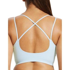 imagebaleaf Freeleaf Womens Sports Bra Longline Molded Cup Yoga Bra Thin Strap Low Impact Workout Crop Tank TopsPastel Blue