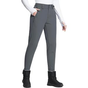 imagebaleaf Womens Fleece Lined Snow Ski Pants Waterproof Windproof Softshell Insulated Slim Thermal Pants Zipper Bottom LegDark Gray