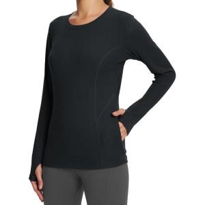 imagebaleaf Womens Long Sleeve Workout Tops Active Running Shirts Loose Fit Quick Dry Athletic SoftBlacksoft