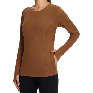 imagebaleaf Womens Long Sleeve Workout Tops Active Running Shirts Loose Fit Quick Dry Athletic SoftCaramelsoft
