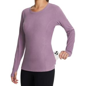 imagebaleaf Womens Long Sleeve Workout Tops Active Running Shirts Loose Fit Quick Dry Athletic SoftPurplesoft