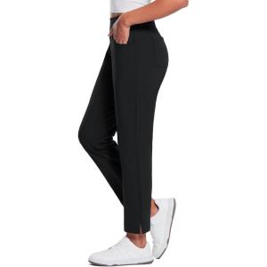 imagebaleaf Womens Pants with Zipper Pockets Stretch Golf Pants High Waist Travel Athletic Work Casual UPF50Blackfleece Lined