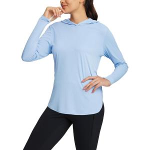 imagebaleaf Womens UPF 50 Sun Shirt with Hoodie SPF Long Sleeve UV Protection Clothing Hiking Fishing Outdoor LightweightLight Blue