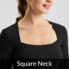 imagebaleaf Womens Long Sleeve Workout Tops Athletic Crop Top Running Slim Fit Gym Yoga ShirtsSquareblack