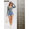 imagebaleaf Womens Long Sleeve Workout Tops Athletic Crop Top Running Slim Fit Gym Yoga ShirtsSquaresmoked Pearl