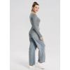 imagebaleaf Womens Long Sleeve Workout Tops Athletic Crop Top Running Slim Fit Gym Yoga ShirtsSquaresmoked Pearl