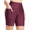 imagebaleaf Womens 3quot5quot6quot8quot High Waisted Swim Shorts Tummy Control Swimsuits Bottoms Modest Board Shorts UPF 50Wine