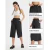 imagebaleaf Womens Capri Pants Wide Leg Plus Size UPF50 Lightweight Quick Dry Pants Casual Loose Sweatpants Hiking Walking17  Black