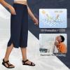 imagebaleaf Womens Capri Pants Wide Leg Plus Size UPF50 Lightweight Quick Dry Pants Casual Loose Sweatpants Hiking WalkingNavy Blue