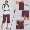 imagebaleaf Womens Capri Pants Wide Leg Plus Size UPF50 Lightweight Quick Dry Pants Casual Loose Sweatpants Hiking WalkingWine Red