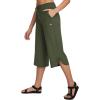 imagebaleaf Womens Capri Pants Wide Leg Plus Size UPF50 Lightweight Quick Dry Pants Casual Loose Sweatpants Hiking WalkingDark Army Green