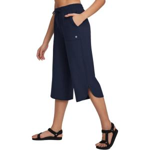 imagebaleaf Womens Capri Pants Wide Leg Plus Size UPF50 Lightweight Quick Dry Pants Casual Loose Sweatpants Hiking WalkingNavy Blue