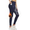 imagebaleaf Fleece Lined Leggings Women Waterproof Thermal Pants Winter Workout Running Tights with Pockets Cold Weather GearNavy