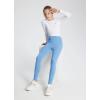 imagebaleaf Girls Fleece Lined Leggings Kids Warm Pants Youth Compression Yoga Athletic School Tights with PocketsLight Blue