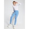 imagebaleaf Girls Fleece Lined Leggings Kids Warm Pants Youth Compression Yoga Athletic School Tights with PocketsLight Blue