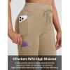 imagebaleaf Womens Fleece Lined Thermal Leggings High Waisted Water Resistant Warm Winter Running Hiking Pants with PocketsBrown