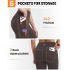 imagebaleaf Womens Leggings with 6 Pockets 25 Tummy Control Workout Yoga High Waisted 78 Ankle PantsDark Brown