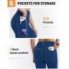 imagebaleaf Womens Leggings with 6 Pockets 25 Tummy Control Workout Yoga High Waisted 78 Ankle PantsNavy Blue