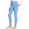 imagebaleaf Girls Fleece Lined Leggings Kids Warm Pants Youth Compression Yoga Athletic School Tights with PocketsLight Blue