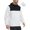 imagebaleaf Mens Packable Rain Jacket Lightweight Hooded Windbreaker Water Resistant Hiking Travel Reflective JacketsBlackwhite