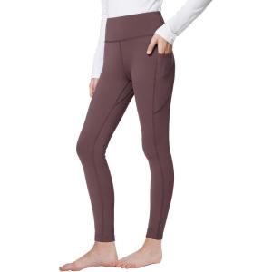 imagebaleaf Girls Fleece Lined Leggings Kids Warm Pants Youth Compression Yoga Athletic School Tights with PocketsBrown