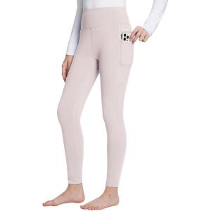 imagebaleaf Girls Fleece Lined Leggings Kids Warm Pants Youth Compression Yoga Athletic School Tights with PocketsLight Purple