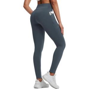 imagebaleaf Womens Fleece Lined Thermal Leggings High Waisted Water Resistant Warm Winter Running Hiking Pants with PocketsDark Gray