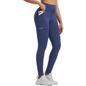 imagebaleaf Womens Fleece Lined Thermal Leggings High Waisted Water Resistant Warm Winter Running Hiking Pants with PocketsNavy Blue