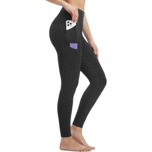 imagebaleaf Womens Leggings with 6 Pockets 25 Tummy Control Workout Yoga High Waisted 78 Ankle PantsBlack
