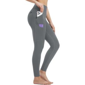 imagebaleaf Womens Leggings with 6 Pockets 25 Tummy Control Workout Yoga High Waisted 78 Ankle PantsDark Gray
