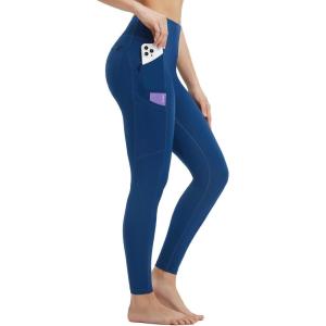 imagebaleaf Womens Leggings with 6 Pockets 25 Tummy Control Workout Yoga High Waisted 78 Ankle PantsNavy Blue