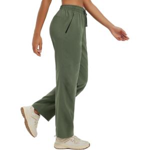 imagebaleaf Womens Hiking Pants Durable Water Resistant Lightweight Quick Dry Zip Pockets UPF50 Travel ClothesArmy Green