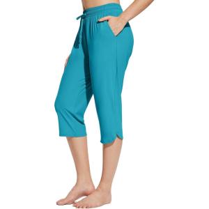imagebaleaf Womens Swim Capris Pants 18quot Quick Dry Modest Swimsuits UPF 50 Bathing Suit Bottoms Beach Pants with PocketsBlue