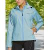 imagebaleaf Womens Rain Jackets Waterproof Windbreaker Packable Running Lightweight Cycling Jacket Reflective Hooded1light Blue