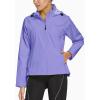 imagebaleaf Womens Rain Jackets Waterproof Windbreaker Packable Running Lightweight Cycling Jacket Reflective Hooded1purple