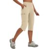 imagebaleaf Womens 17 Capri Pants Lighweight Cargo Capris Quick Dry Zipper Pockets Hiking Biking Casual OutdoorKhaki