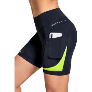 imagebaleaf 4D Padded Bike Shorts Women Cycling Underwear Gel Padding PocketsFluorescent Green