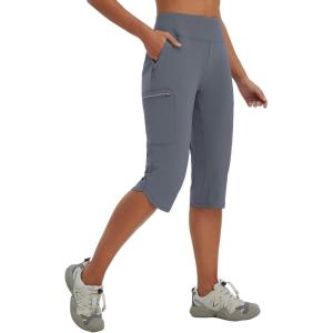 imagebaleaf Womens 17 Capri Pants Lighweight Cargo Capris Quick Dry Zipper Pockets Hiking Biking Casual OutdoorDark Gray