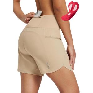 imagebaleaf Womens Mountain Bike Shorts 2 in 1 Padded MTB 5quot Cycling Padding Pockets Biking Bicycle Cycle RidingCkhaki