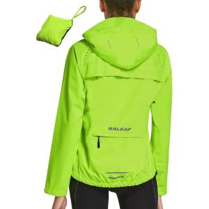 imagebaleaf Womens Rain Jackets Waterproof Windbreaker Packable Running Lightweight Cycling Jacket Reflective Hooded1fluorescent Yellow