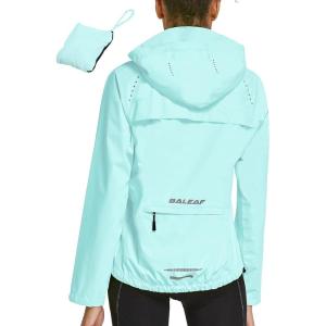imagebaleaf Womens Rain Jackets Waterproof Windbreaker Packable Running Lightweight Cycling Jacket Reflective Hooded1spring Green